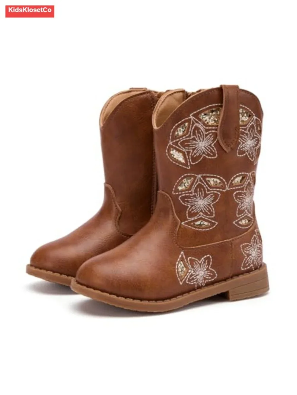 Toddler Cowboy Boots Western Square Toe Mid Calf Riding Walking Shoes